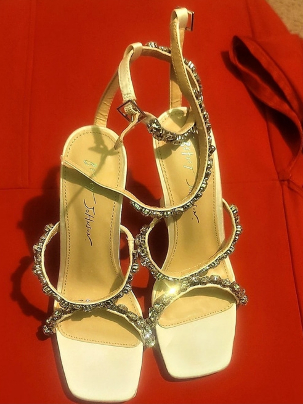 Betsey Johnson SB-PERRY Rhinestone Sandals White US 7.5 NWT